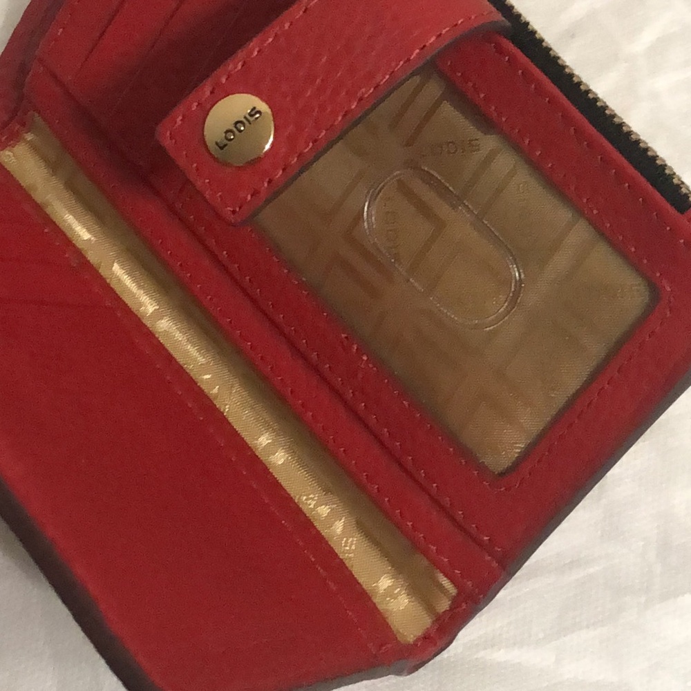 Lodis Red Pebbled Leather Zip Wallet - Picture 6 of 6